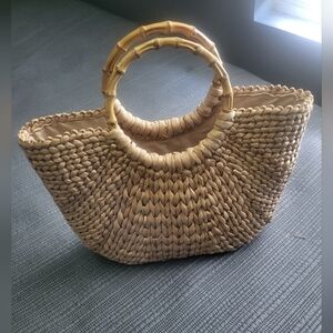 Straw summer beach bag